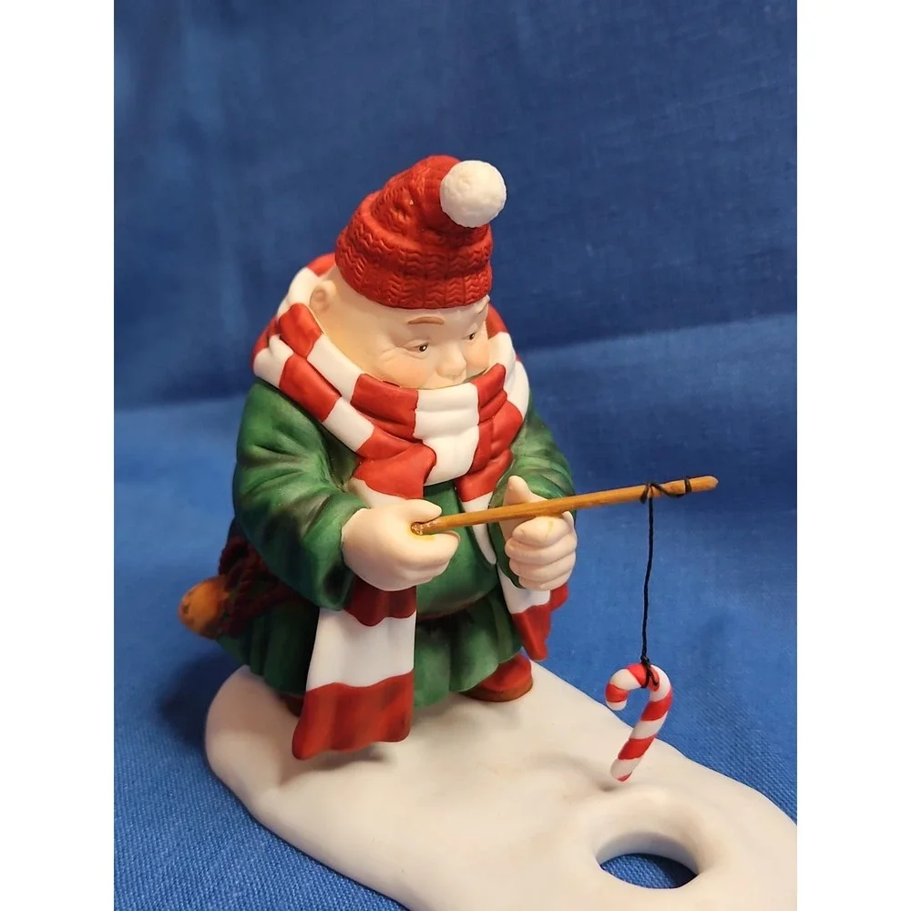 Dept 56 Merry Makers Ollie the Optimist Ice Fishing Candy Cane Christmas Monk